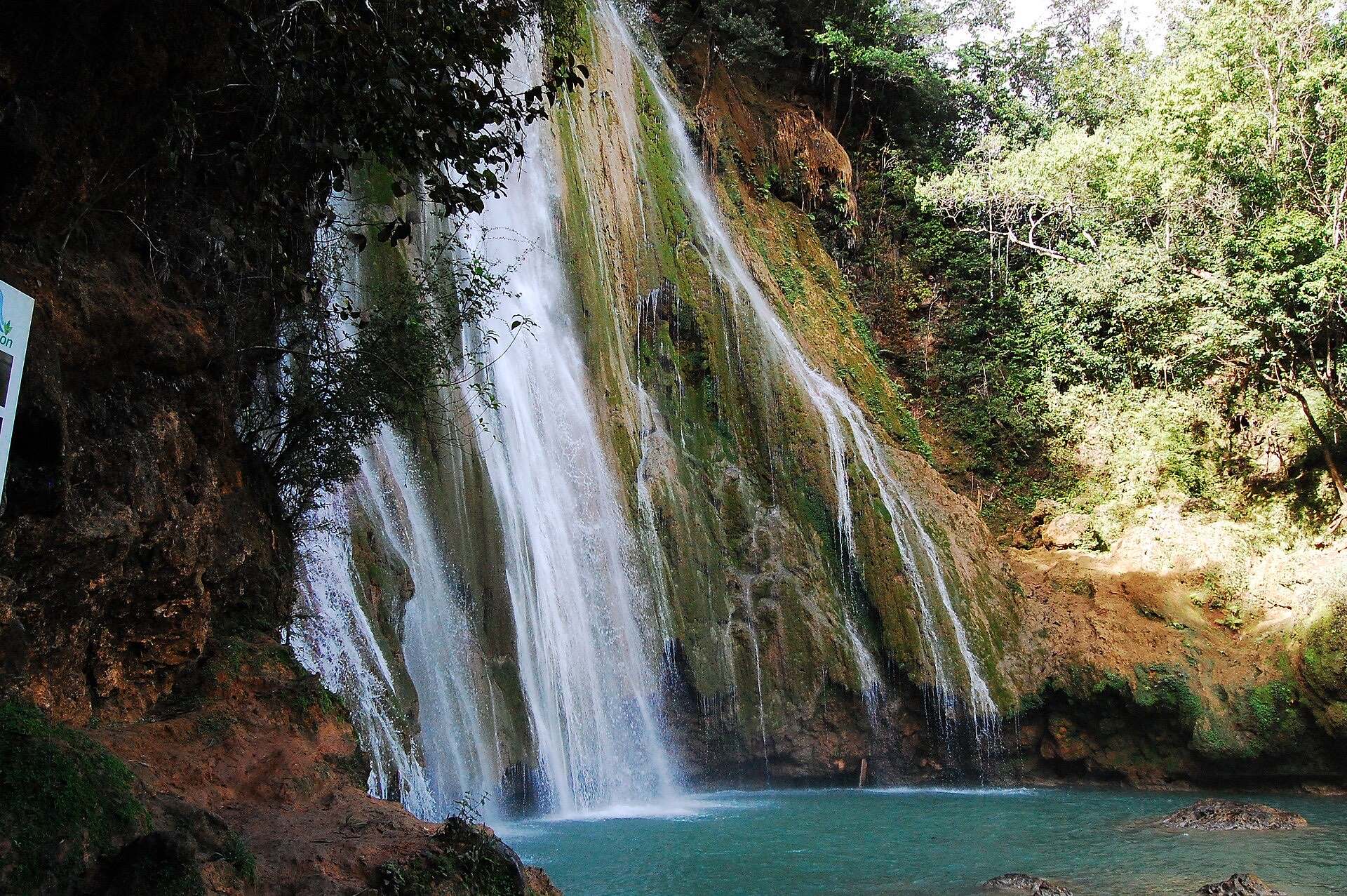 Salto El Limón waterfall dropping into a turquoise pool on the Samaná Peninsula